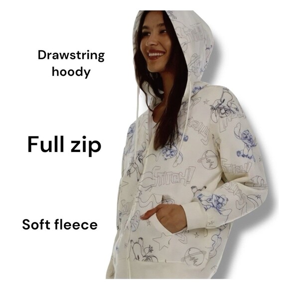 Disney Lilo & Stitch Embroidered Hoody Hoodie Jacket Zip Up Jacket Women’s 2XL - Picture 1 of 11